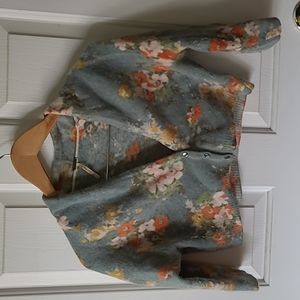 Free People floral crop sweater L
